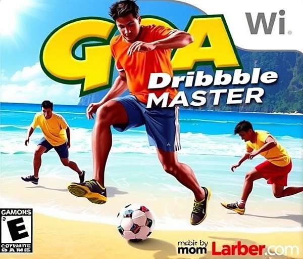 Goa Dribble Master Game Cover Goa Dribble Master game cover showing football players in action on a beach